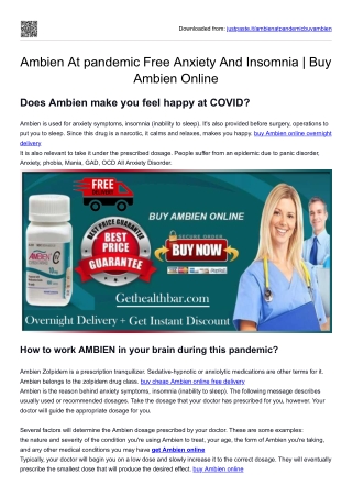 Ambien At pandemic Free Anxiety And Insomnia  Buy Ambien Online