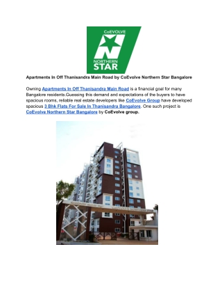 Apartments In Off Thanisandra Main Road by CoEvolve Northern Star Bangalore