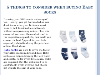 5 things to consider when buying Baby socks