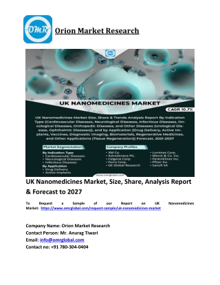 UK Nanomedicines Market Trends, Size, Competitive Analysis and Forecast 2021-202