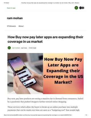 How Buy now pay later apps are expanding their coverage in us market _ by ram mohan _ May, 2021 _ Medium