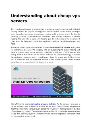 Understanding about cheap vps servers