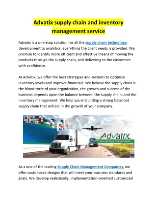 Advatix supply chain and inventory management service