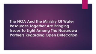 The NOA And The Ministry Of Water Resources Together Are Bringing Issues To Light Among The Nasarawa Partners Regarding