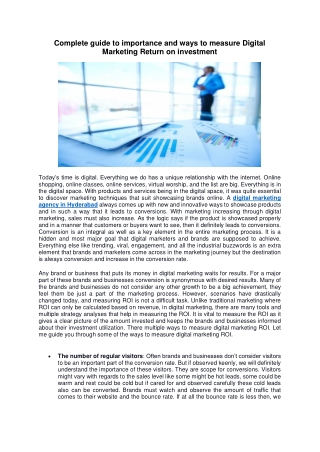 Complete guide to importance and ways to measure Digital Marketing Return on investment