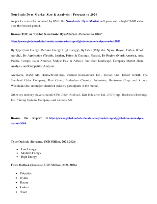 COVID-19 Impact on Global Non-Ionic Dyes Market