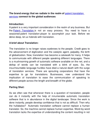 In the realm of patent translation services connect to the global audiences