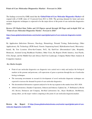 COVID-19 Impact on Global Point-of-care Molecular Diagnostics Market