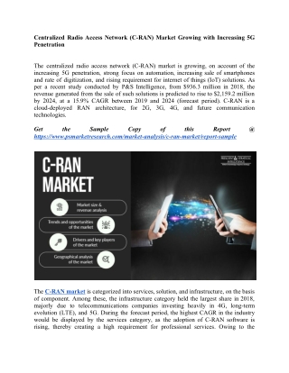 C-RAN Market Recent Trends, Developments, Challenges and Opportunities