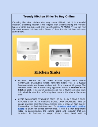 Trendy Kitchen Sinks To Buy Online