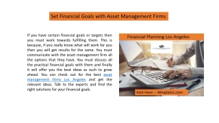 Set Financial Goals with Asset Management Firms