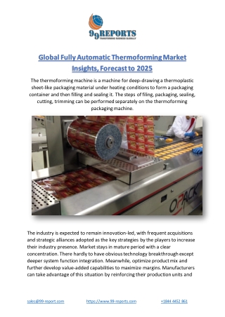 Global Fully Automatic Thermoforming Market Insights, Forecast to 2025
