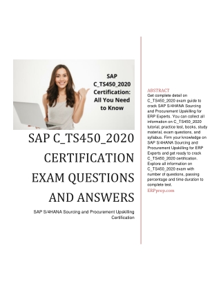 [PDF] SAP C_TS450_2020 Certification Exam Questions and Answers