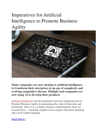 Imperatives for Artificial Intelligence to Promote Business Agility