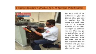 5 Important Questions You Must Ask To the AC Technician While Hiring Him