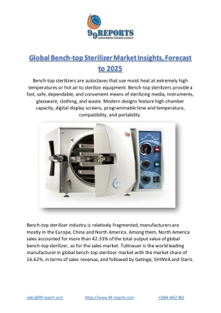 Global Bench-top Sterilizer Market Insights, Forecast to 2025