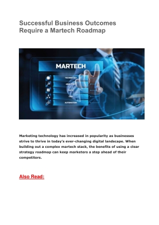 Successful Business Outcomes Require a Martech Roadmap