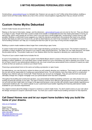 5 MISCONCEPTIONS CONCERNING CUSTOMIZED HOME