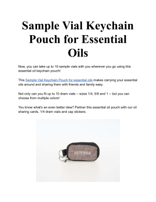 Sample Vial Keychain Pouch for Essential Oils