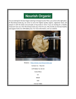 Top Organic Restaurant Orange County | Nourish Ayurveda