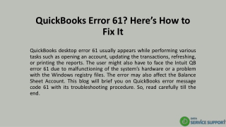 QuickBooks Error 61? Here’s How to Fix It