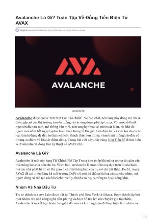 Avalanche Là Gì? Toàn Tập Về Đồng Tiền Điện Tử AVAX