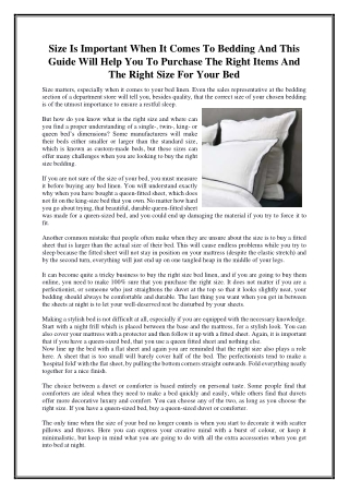 Size Is Important When It Comes To Bedding And This Guide Will Help You To Purchase The Right Items And The Right Size F