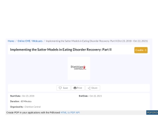 Implementing the Satter Models in Eating Disorder Recovery- Part II