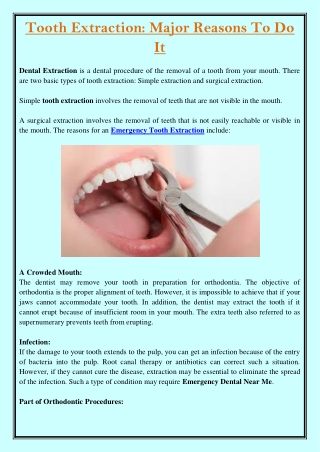 Tooth Extraction Major Reasons To Do It