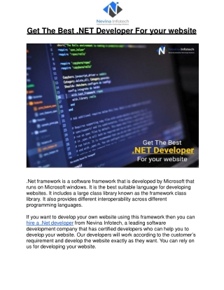 Get The Best .NET Developer For your website