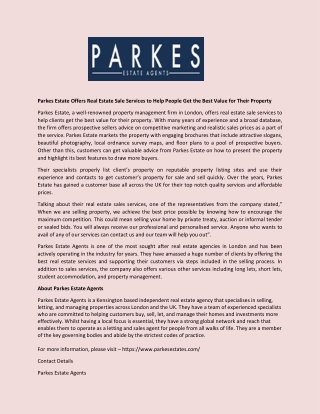Parkes Estate Offers Real Estate Sale Services to Help People Get the Best Value for Their Property