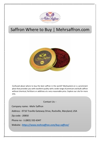 Saffron Where to Buy | Mehrsaffron.com