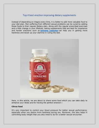 Top 4 best erection improving dietary supplements