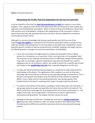 Maximizing the Profits That Are Dependent On the Use of Load Cells