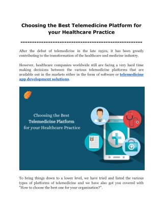 Choosing the Best Telemedicine Platform for your Healthcare Practice