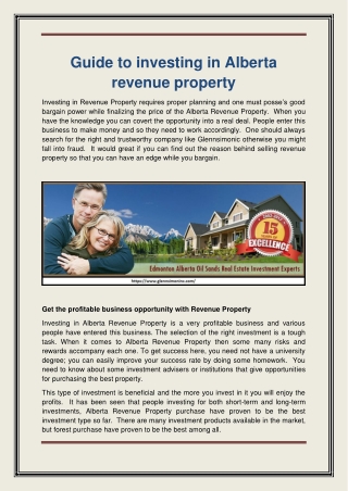 Guide to investing in Alberta revenue property