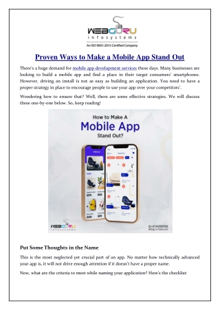 Proven Ways to Make a Mobile App Stand Out