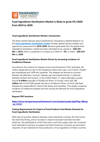 Food Ingredients Sterilization Market likely to grow 4% CAGR from 2019 to 2029