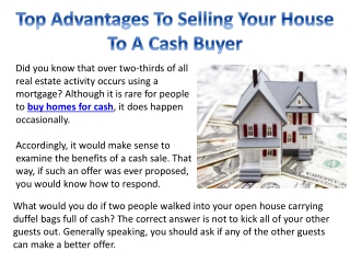 Top Advantages To Selling Your House To A Cash Buyer