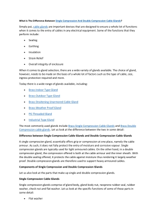 What Is The Difference Between Single Compression And Double Compression Cable Glands