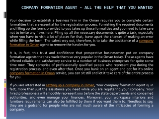 Company Formation Agent - All The Help That