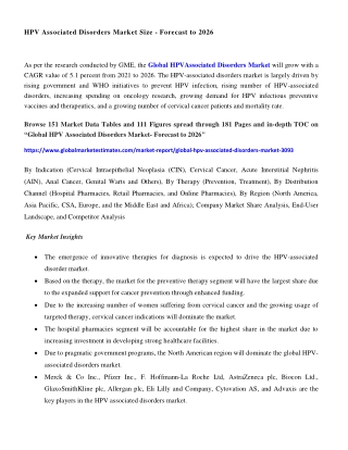 COVID-19 Impact on Global HPV Associated Disorders Market