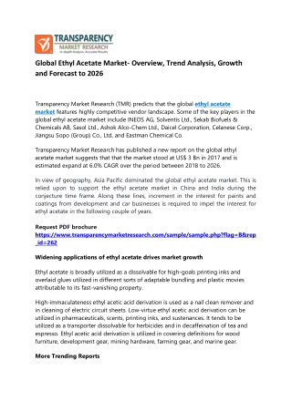 Global Ethyl Acetate Market- Overview, Trend Analysis, Growth and Forecast 2026