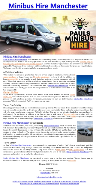 Minibus Hire Manchester
