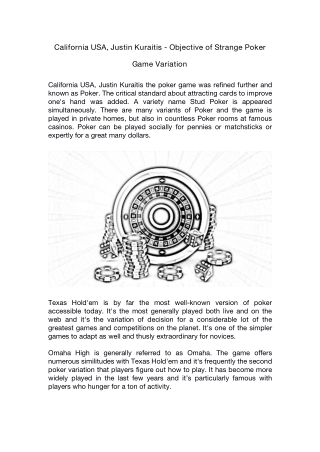 California USA, Justin Kuraitis - Objective of Strange Poker Game Variation