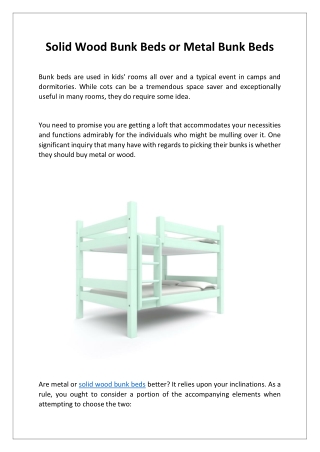 Solid Wood Bunk Beds or Metal Bunk Beds