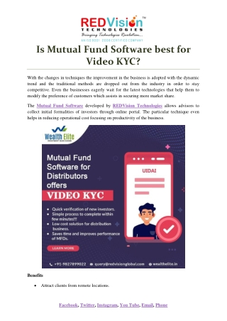 Is Mutual Fund Software best for Video KYC