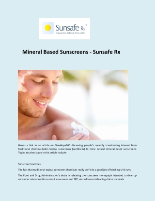 Mineral Based Sunscreens - Sunsafe Rx