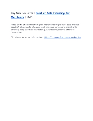Point of Sale Financing for Merchants | Buy Now Pay Later | BNPL