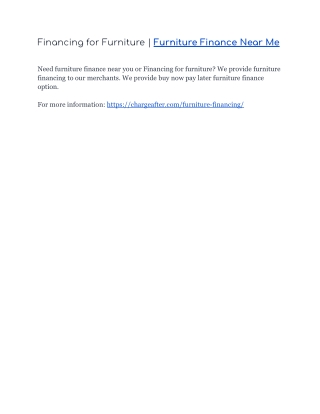 Financing for Furniture | Furniture Finance Near Me